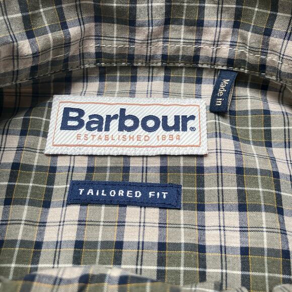 Barbour Lomond Tartan Shirt Sz XL Tan Brown Tailored Fit Button Up Collar Casual - Picture 7 of 10
